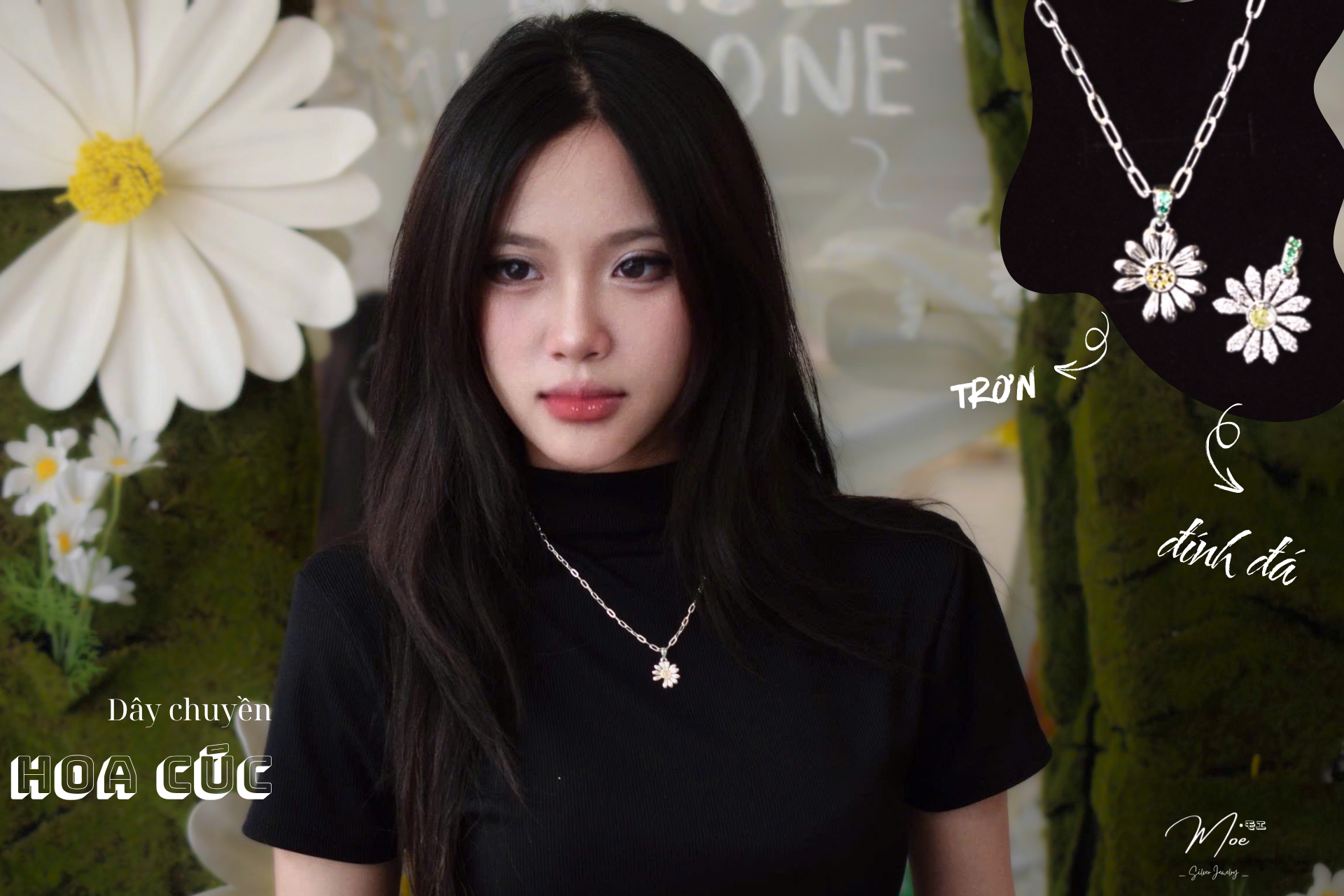 D266 - Dây chuyền hoa cúc G.D bản trơn/ đính đá_thumbnail_3