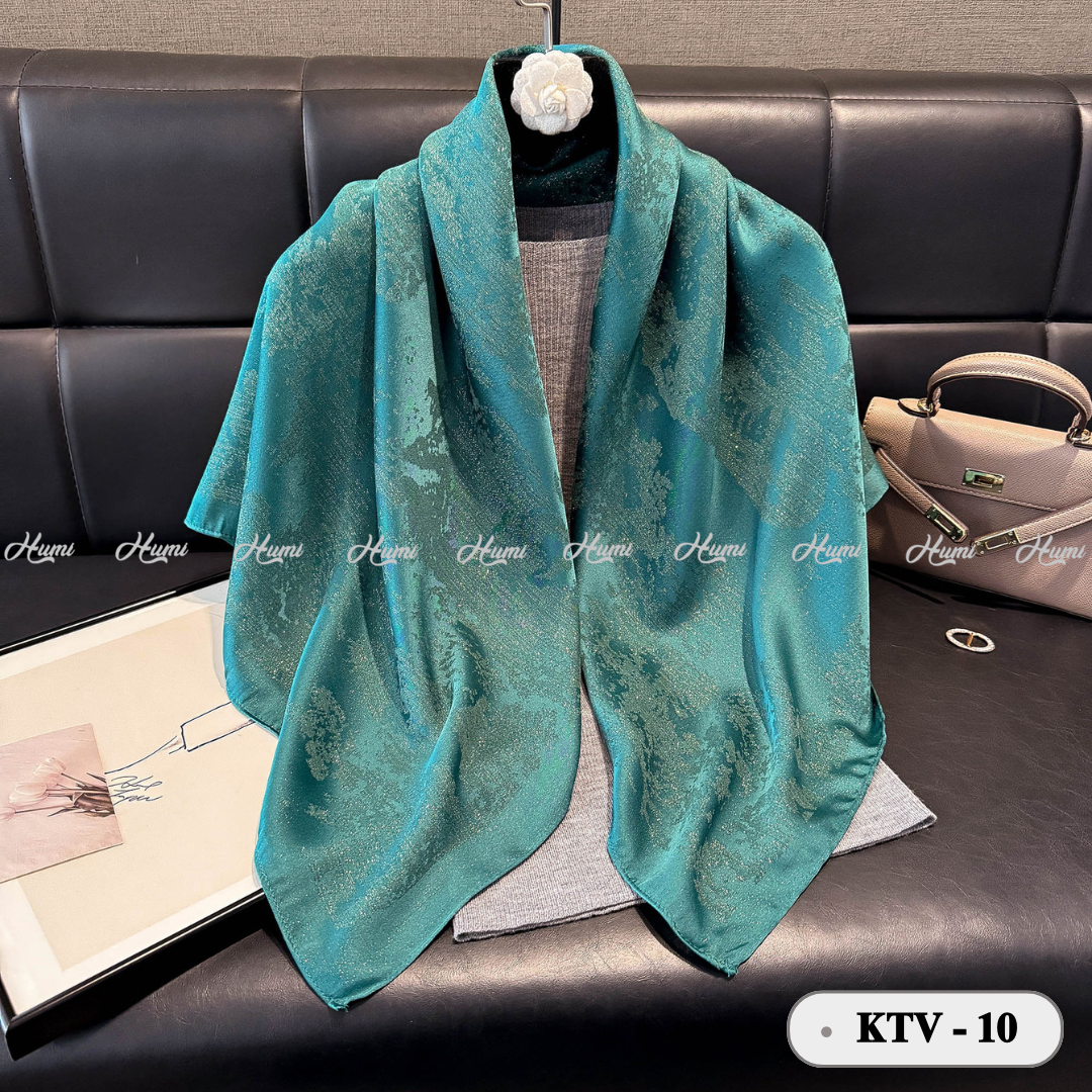 KHĂN LỤA VUÔNG KIM TUYẾN (KTV-10 Xanh Lá)