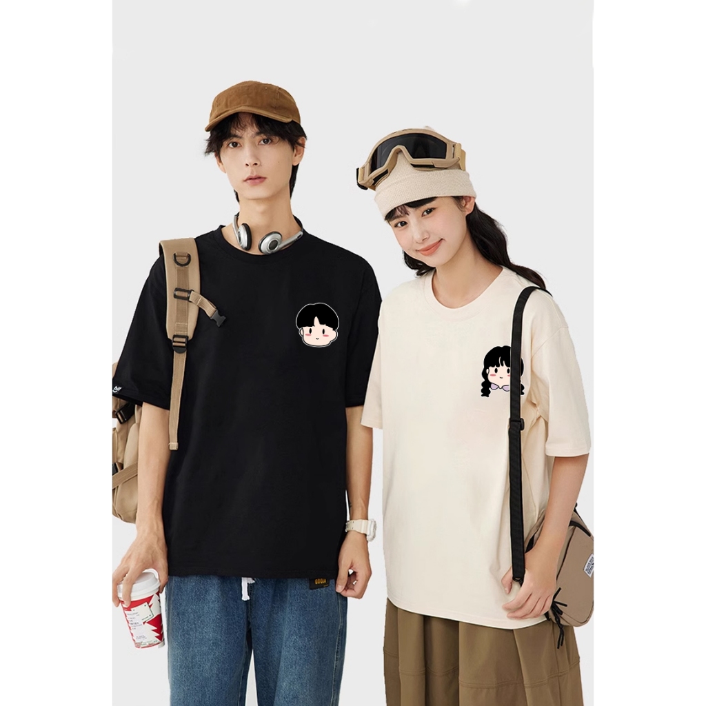 Áo thun cặp đôi cute form rộng unisex ATD1067 Miucho tay lỡ cổ tròn in artwork_thumbnail_3