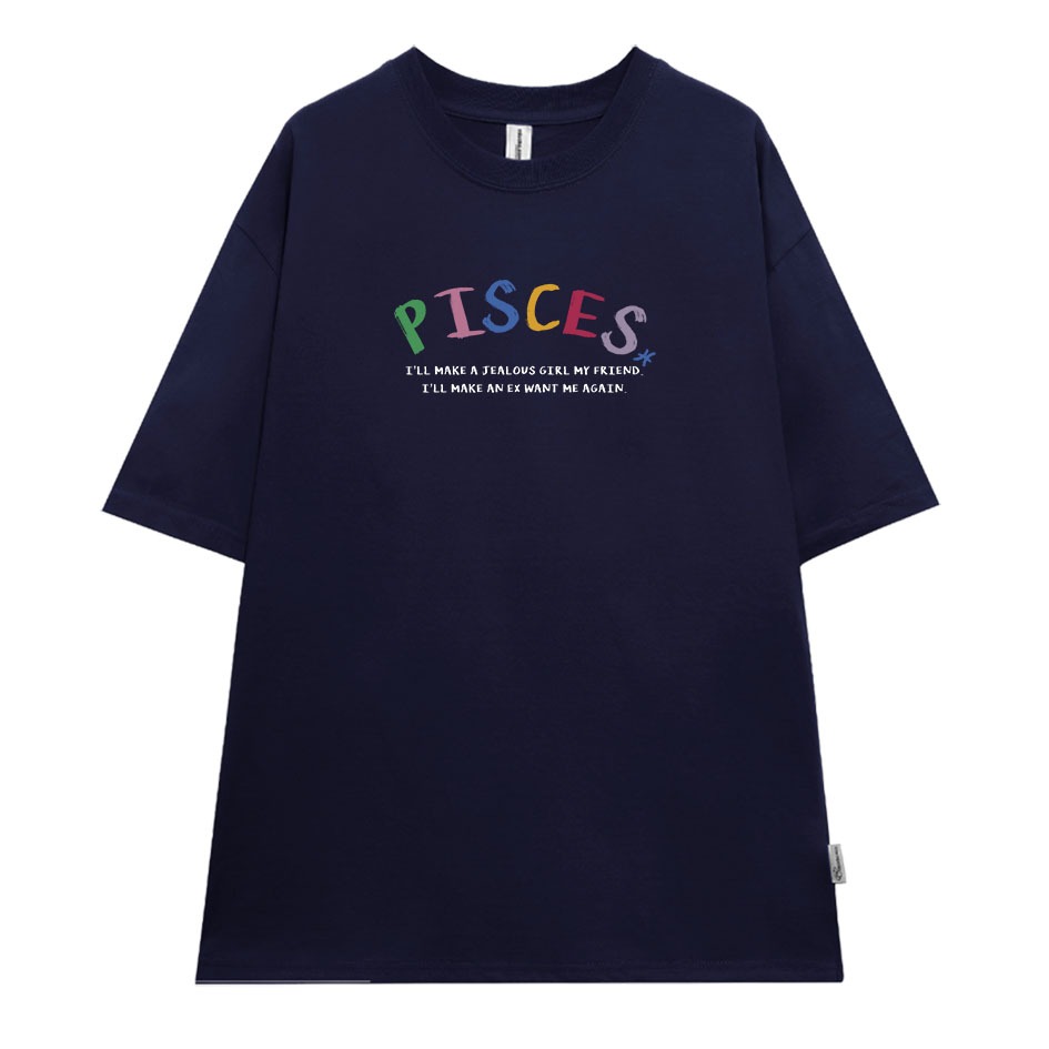 Áo thun nữ form rộng ATD371 cung hoàng đạo Song Ngư PISCES Miucho cotton cổ tròn in typography_thumbnail_7