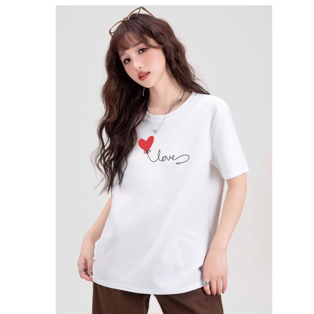 [Form Rộng] Áo thun nữ LOZA màu đen/trắng in hình trái tim - Mã RT7843_thumbnail_1