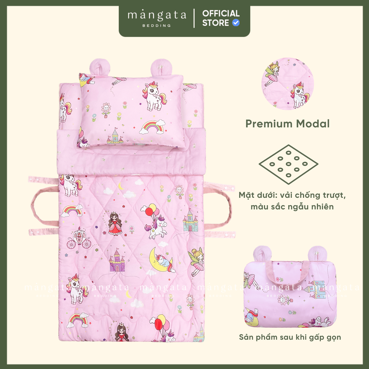 Mẫu Pony - Bộ chăn gối gấp gọn đi học