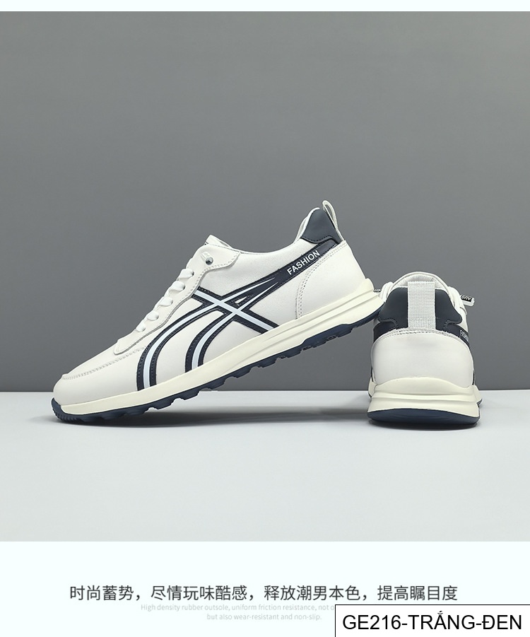 GE216 - Giày thể thao màu trắng da bò lớp đầu cho nam, giày hợp thời trang nam, giày thường ngày sang trọng nhẹ nhàng cao cấp dễ phối đồ thích hợp châu Âu da thật_thumbnail_5