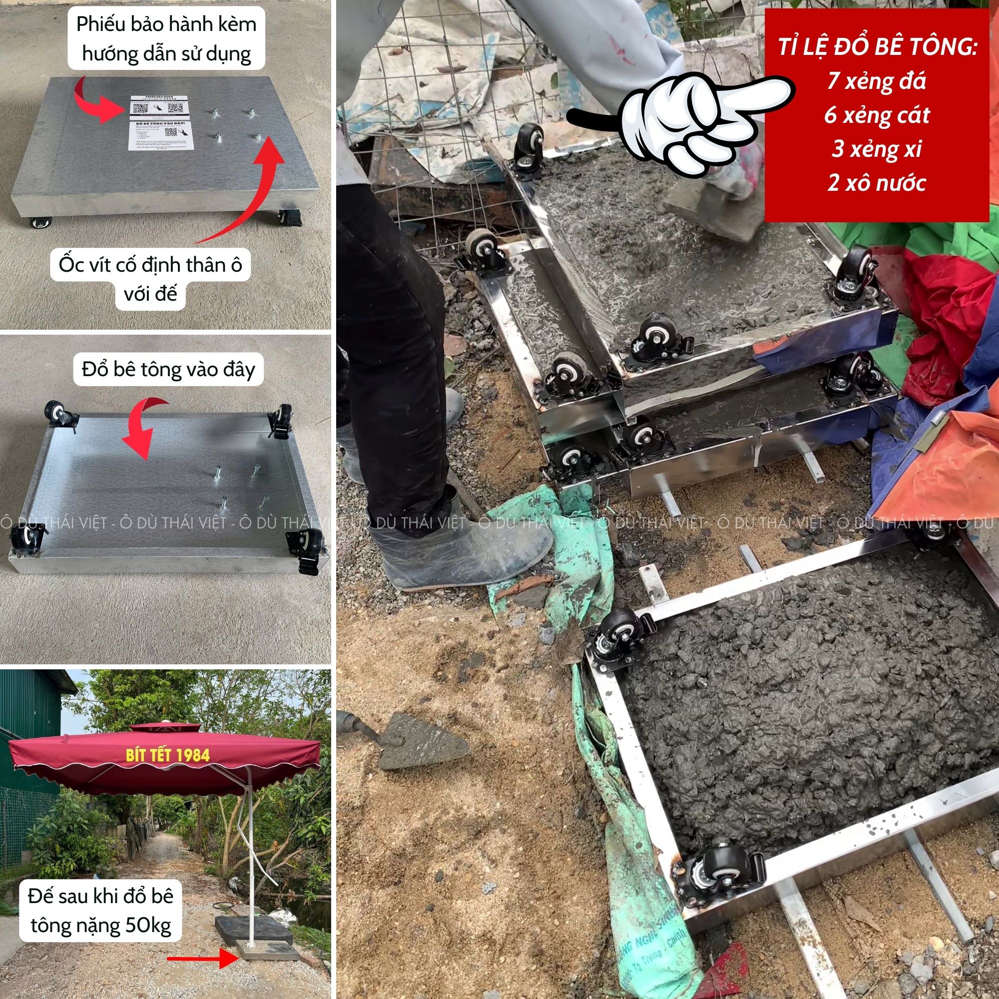 Ô dù lệch tâm sân vườn 2m5x2m5 – Hàng Thái Việt cao cấp, vải dù tráng PU, bảo hành uy tín_thumbnail_3