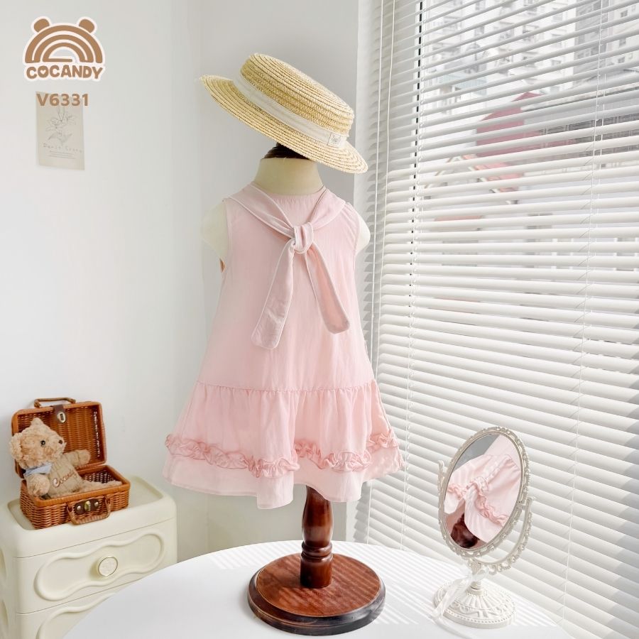 Váy sát nách HỒNG khăn cổ bèo nhún_thumbnail_5