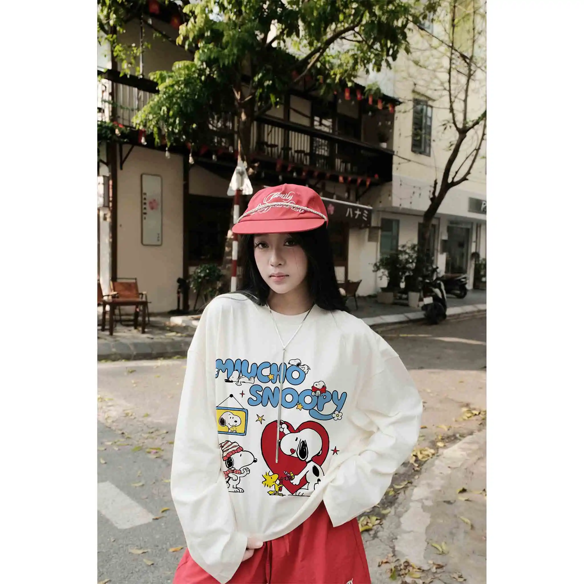 Áo thun boxy nam nữ Miucho vải cotton dày dặn thoáng mát tay dài chuẩn form Snoopy in mix 2772_thumbnail_2