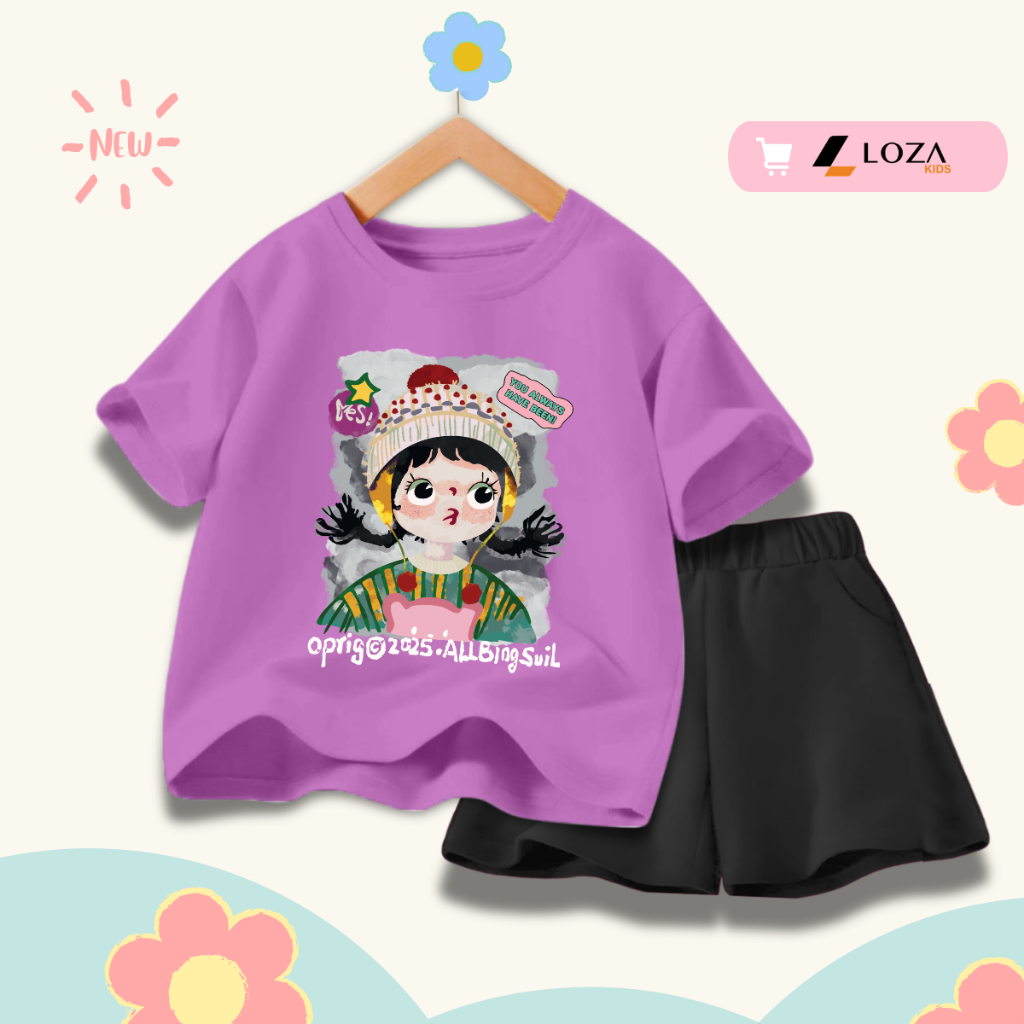 Đồ bộ bé gái in hình bé gái hot trend -  Loza Kids SB356_thumbnail_5