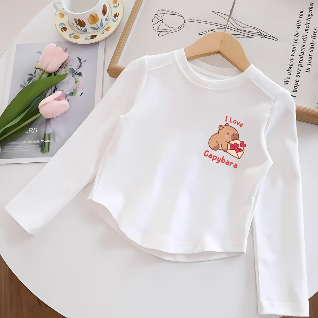 Áo thu đông cho bé gái in hình Capybara, Loopy, Labubu - Áo thun dài tay trẻ em-Loza Kids ON002_thumbnail_5