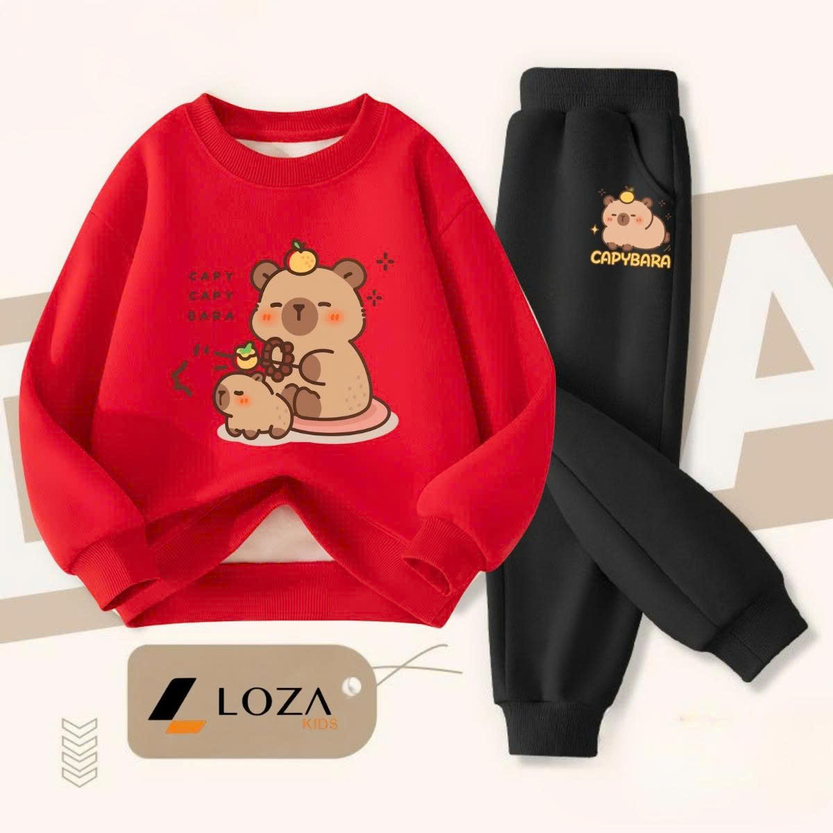 Bộ nỉ bé gái, bé trai hình 2 con Capybara - Loza Kids BI485_thumbnail_2