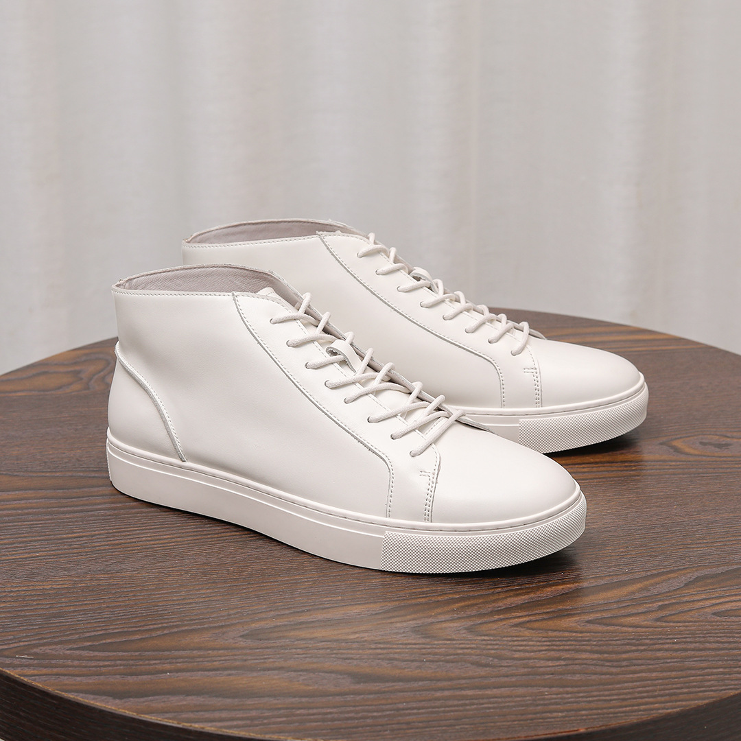 Giày thể thao cổ cao thu đông nam – Da bò lớp 1, làm thủ công, đế mềm kiểu Anh, trắng thời trang cổ điển_thumbnail_3