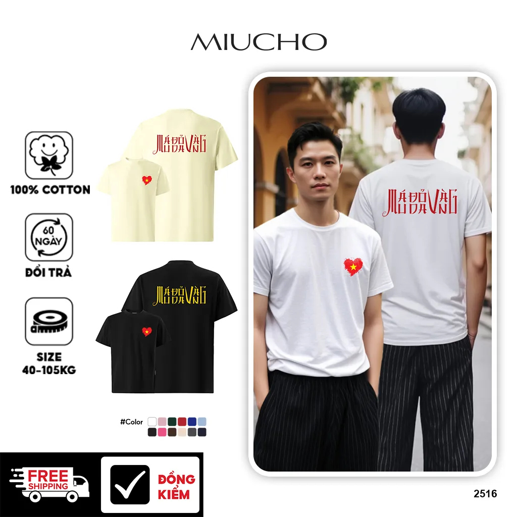 Áo baby tee trắng form ôm dáng ngắn ATD2516 Miucho Iconic tay ngắn vải cotton thoáng mát cổ tròn in mix