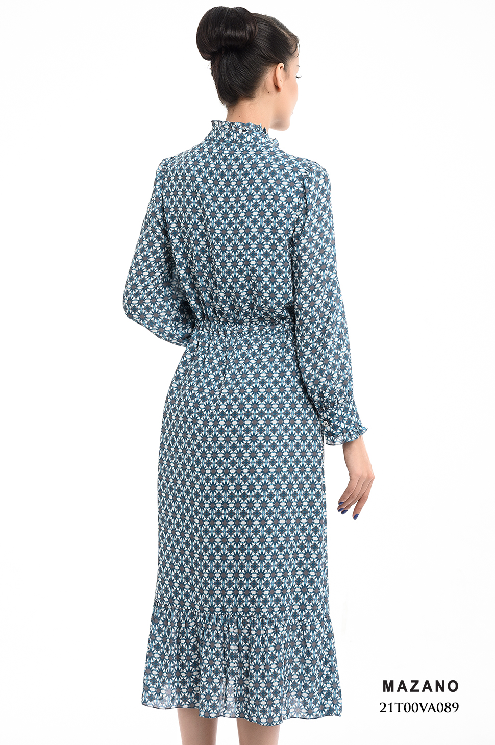 Đầm suông họa tiết rút dây bèo cổ_thumbnail_2