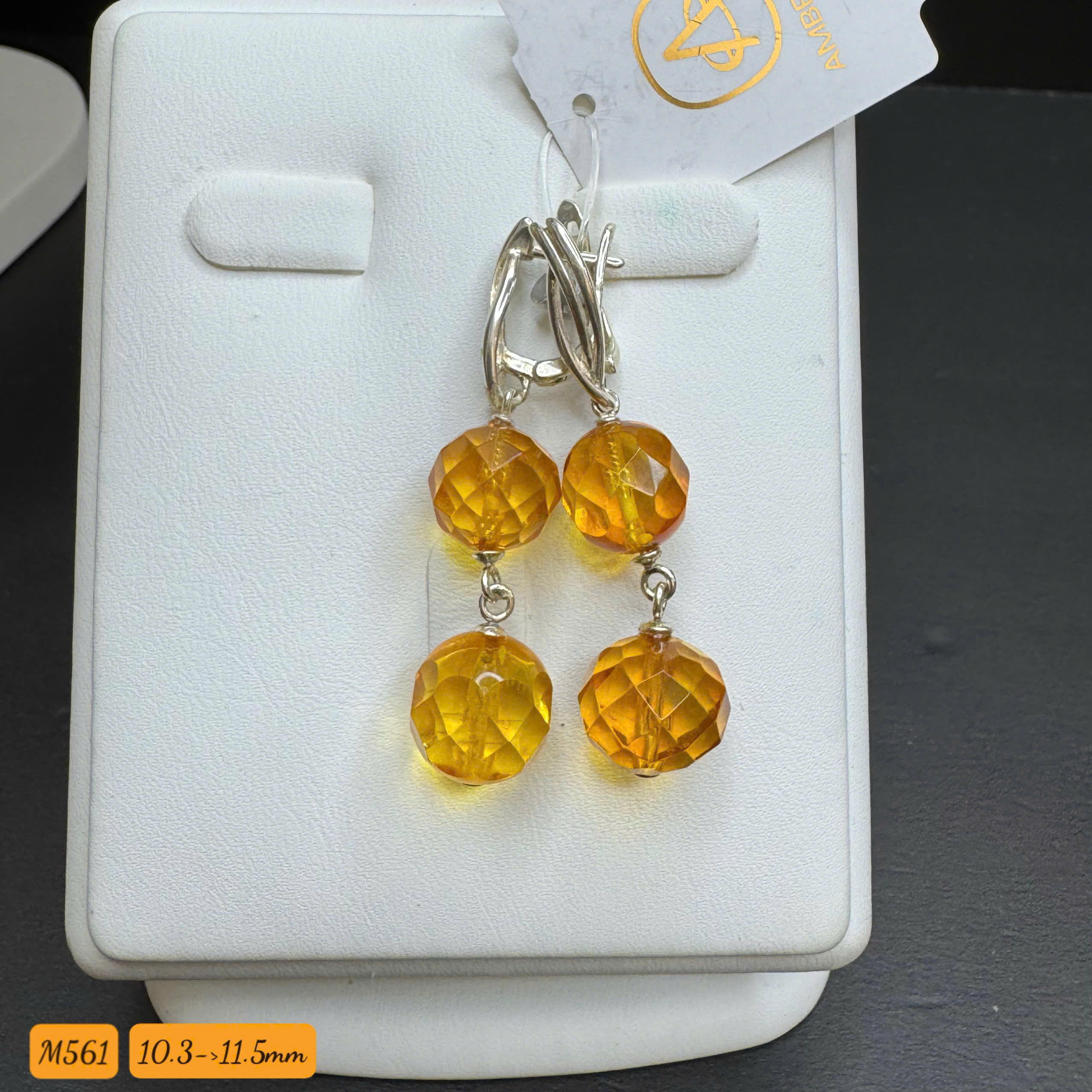 Hoa Tai Cognac Cắt Giác - M561