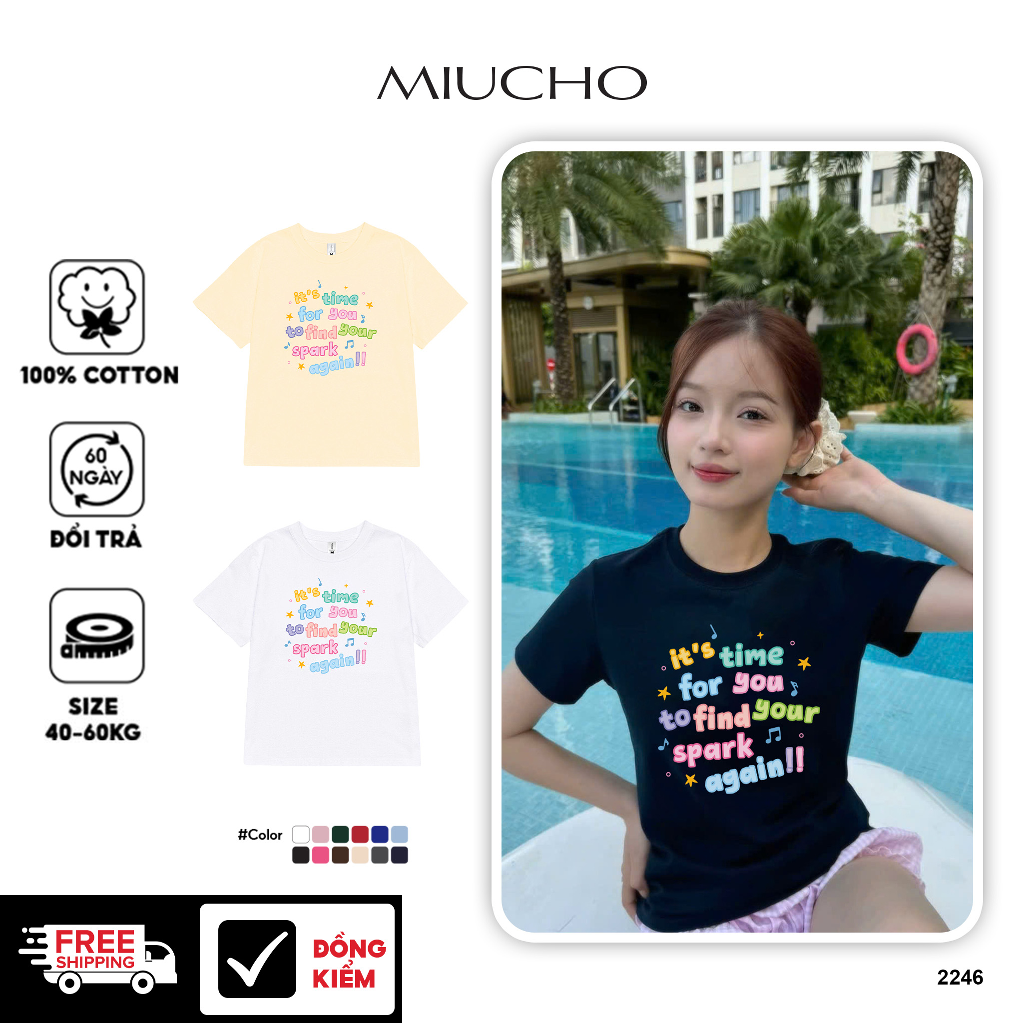 Áo baby tee form ôm nhiều sắc màu 2246 Miucho cổ tròn vải cotton 4 chiều co giãn thoáng mát in mix_thumbnail_1
