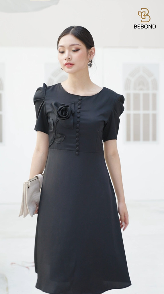 Đầm xòe đen đính hoa nhiều cành- CAILA_thumbnail_1