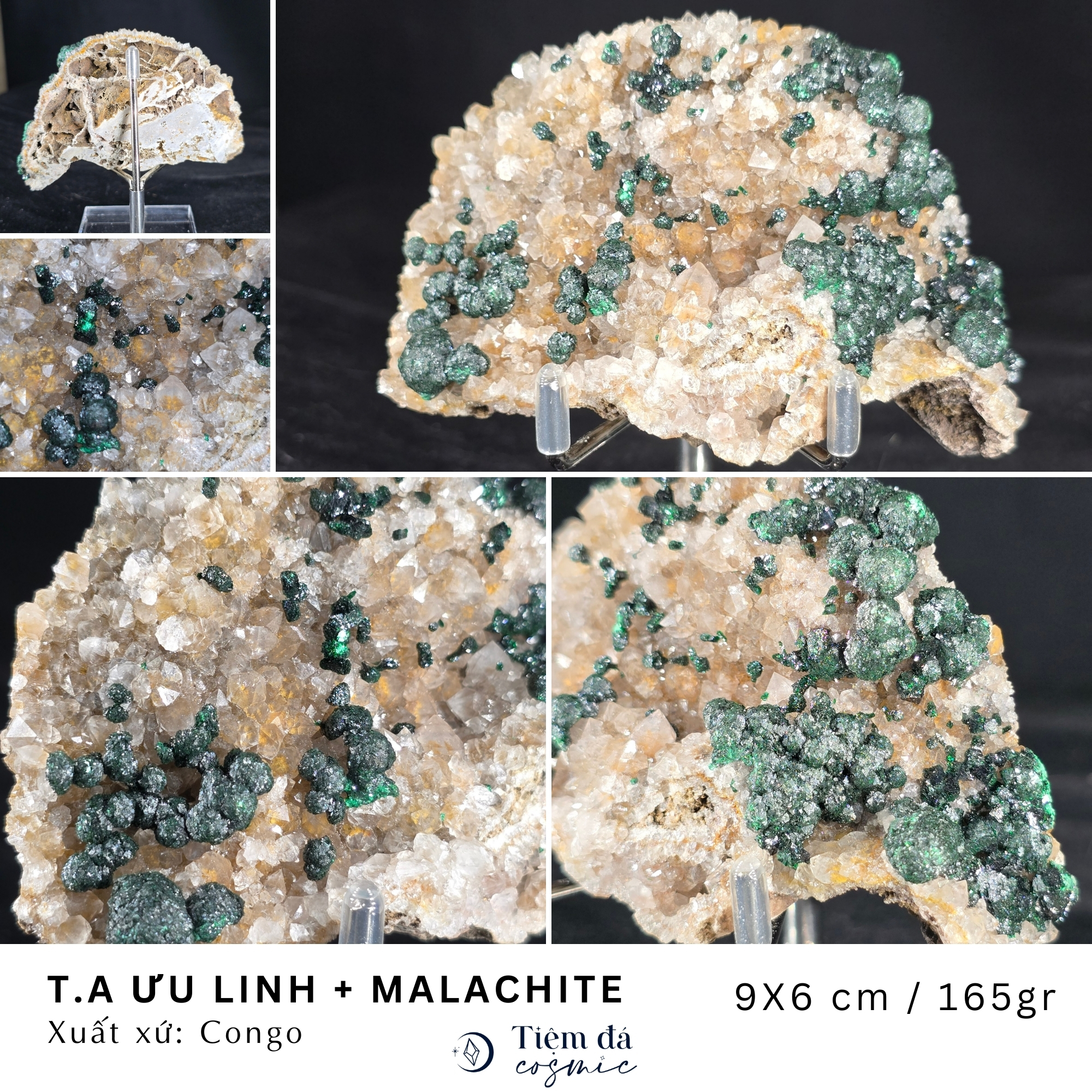 Malachite Trên Thạch Anh Ưu Linh - Premium Collection