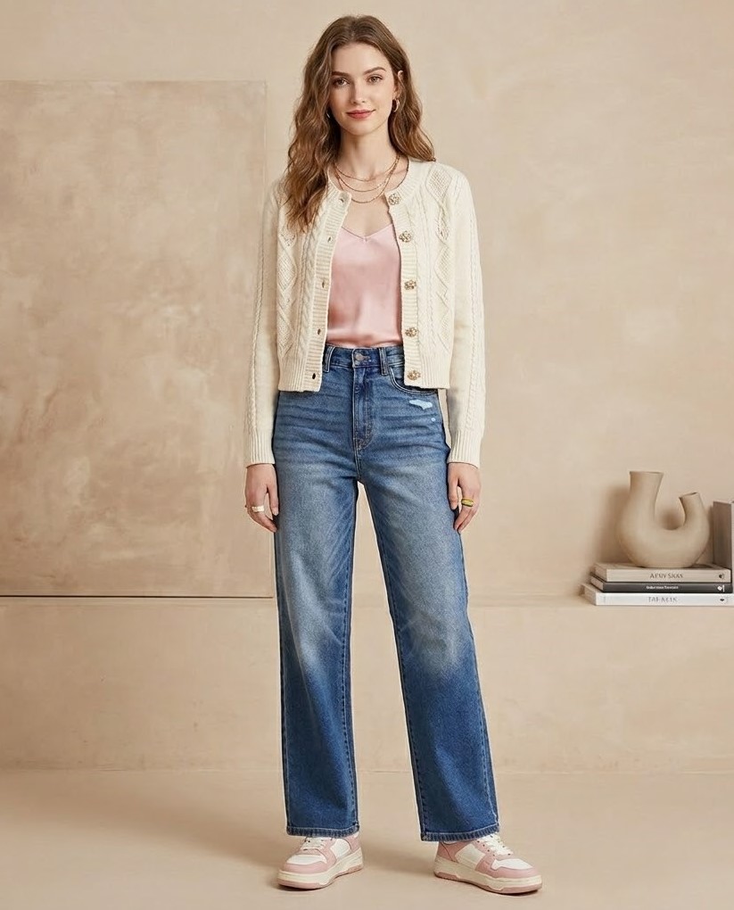 QJ763- Quần jeans ống suông