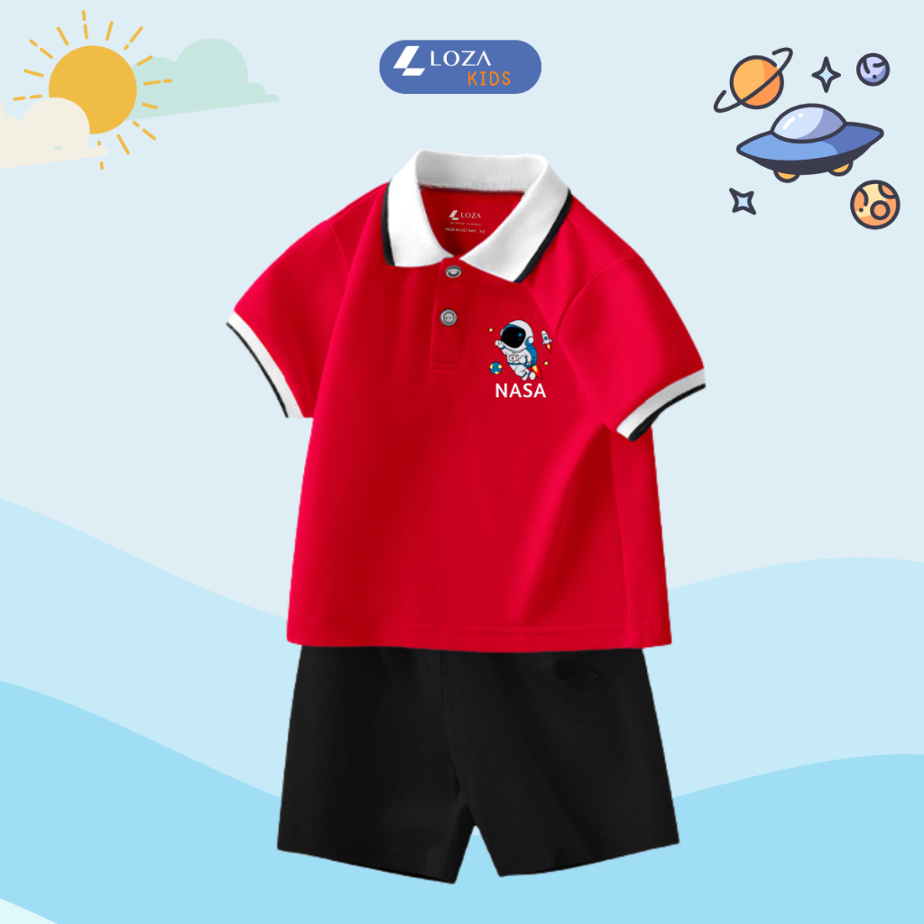 Bộ đồ Polo bé trai in hình phi hành gia - Loza Kids BV279_thumbnail_3