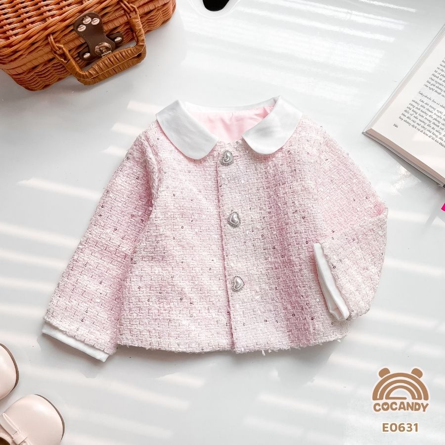 Áo khoác dạ Tweed HỒNG tiểu thư cổ choàng_thumbnail_3