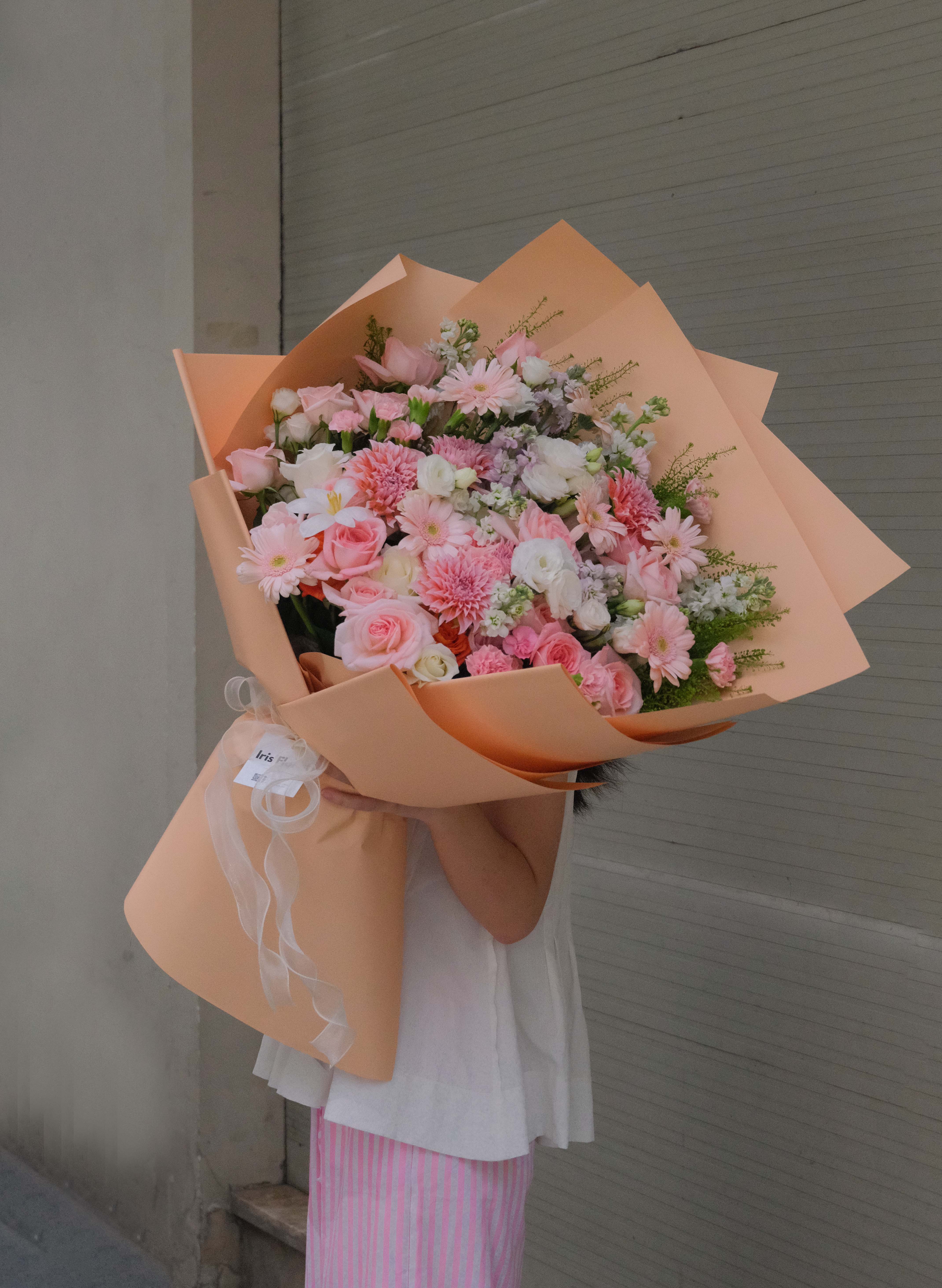 Peach & Pink Dream Bouquet - Bó hoa mix nhiều loại tone Hồng Cam_thumbnail_4