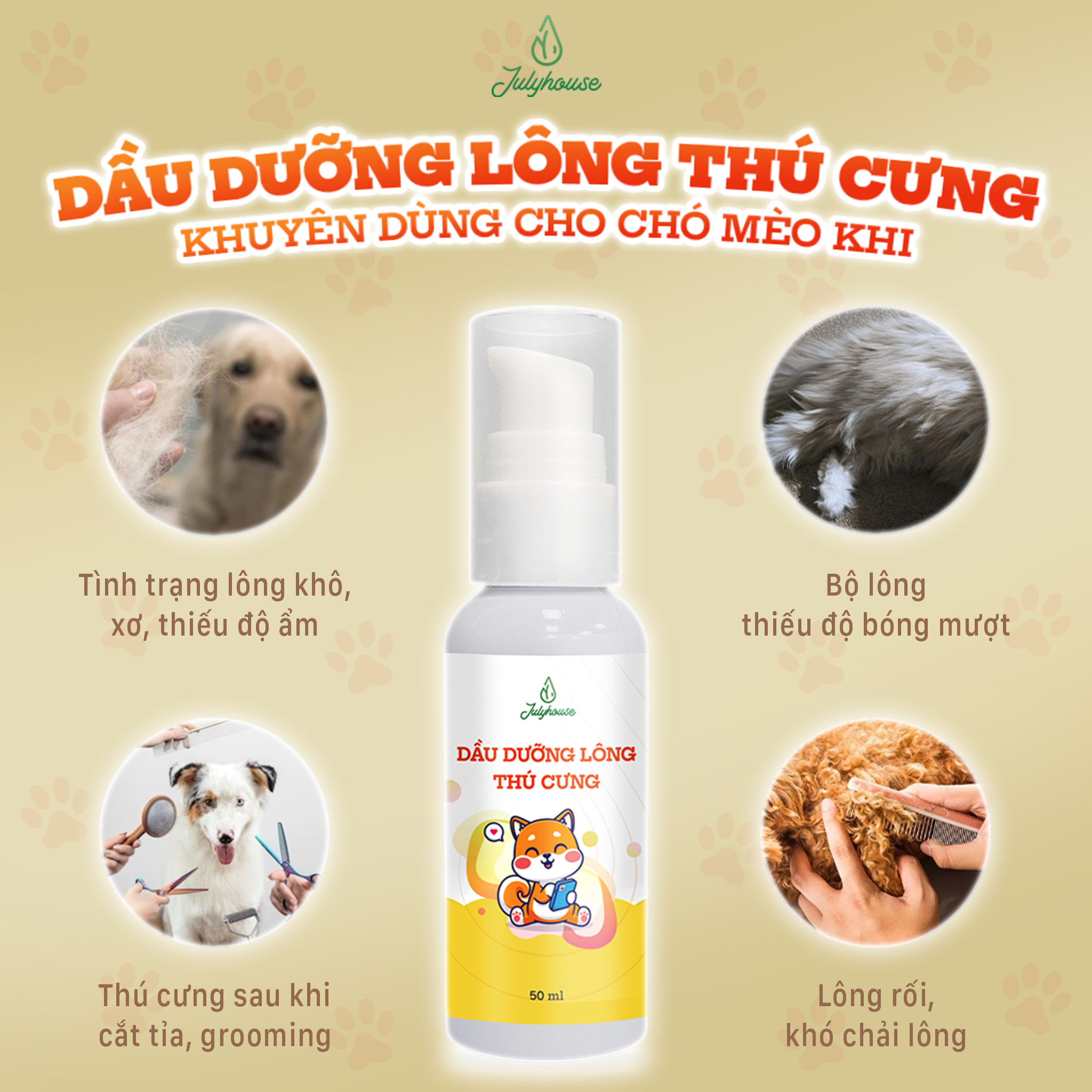 Dầu dưỡng lông cho thú cưng JULYHOUSE 50ml_thumbnail_3