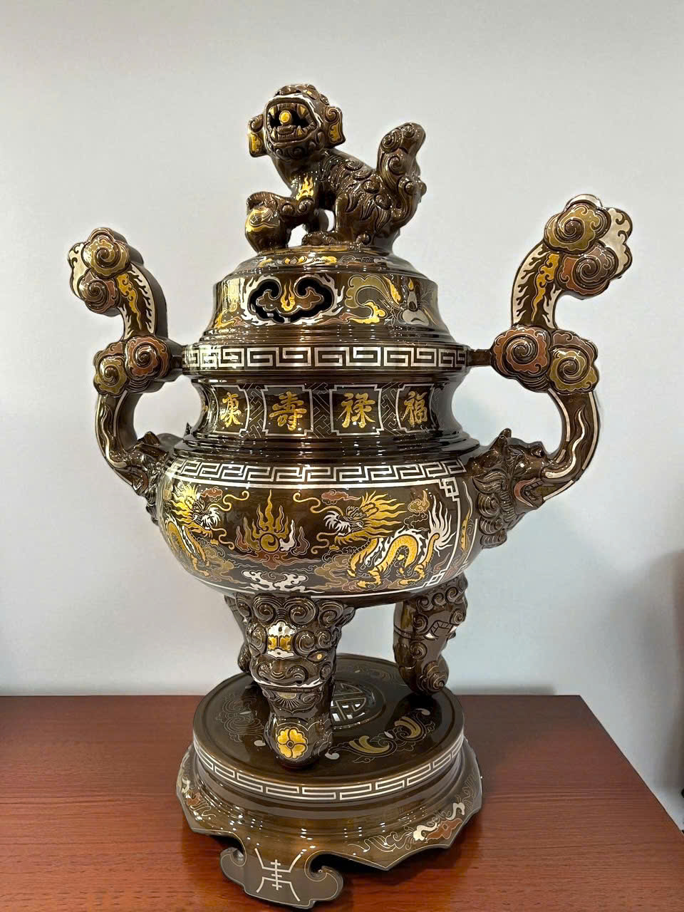 Bộ ngũ sự cao 60cm khảm ngũ sắc khảm kỹ _thumbnail_1