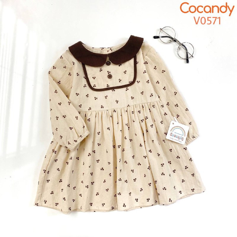 Váy dài BE cherry phối cổ NÂU_thumbnail_2