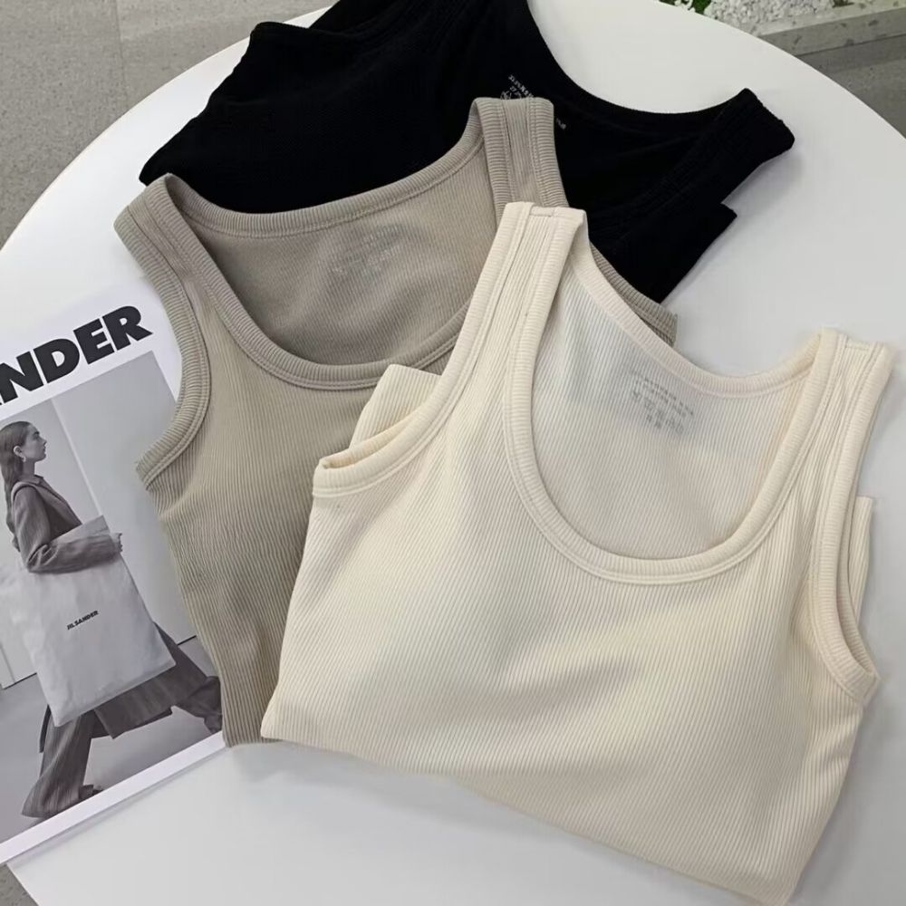 [MÃ B67] Áo Bra Nữ Có Mút, Áo Ba Lỗ Nữ Cotton Mềm Mại 4 Màu Đen Ghi Nâu Kem Freesize 40kg đến 60kg_thumbnail_5