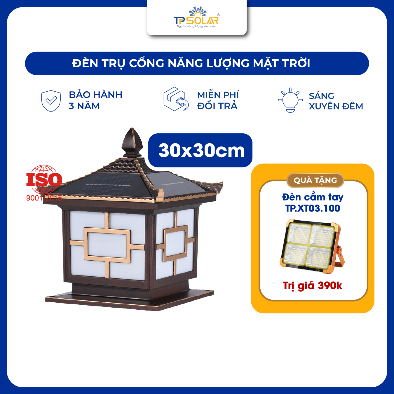 Đèn trụ cổng mái ngói nâng cấp năng lượng mặt trời (TP-TC25 / TP-TC30))_thumbnail_11