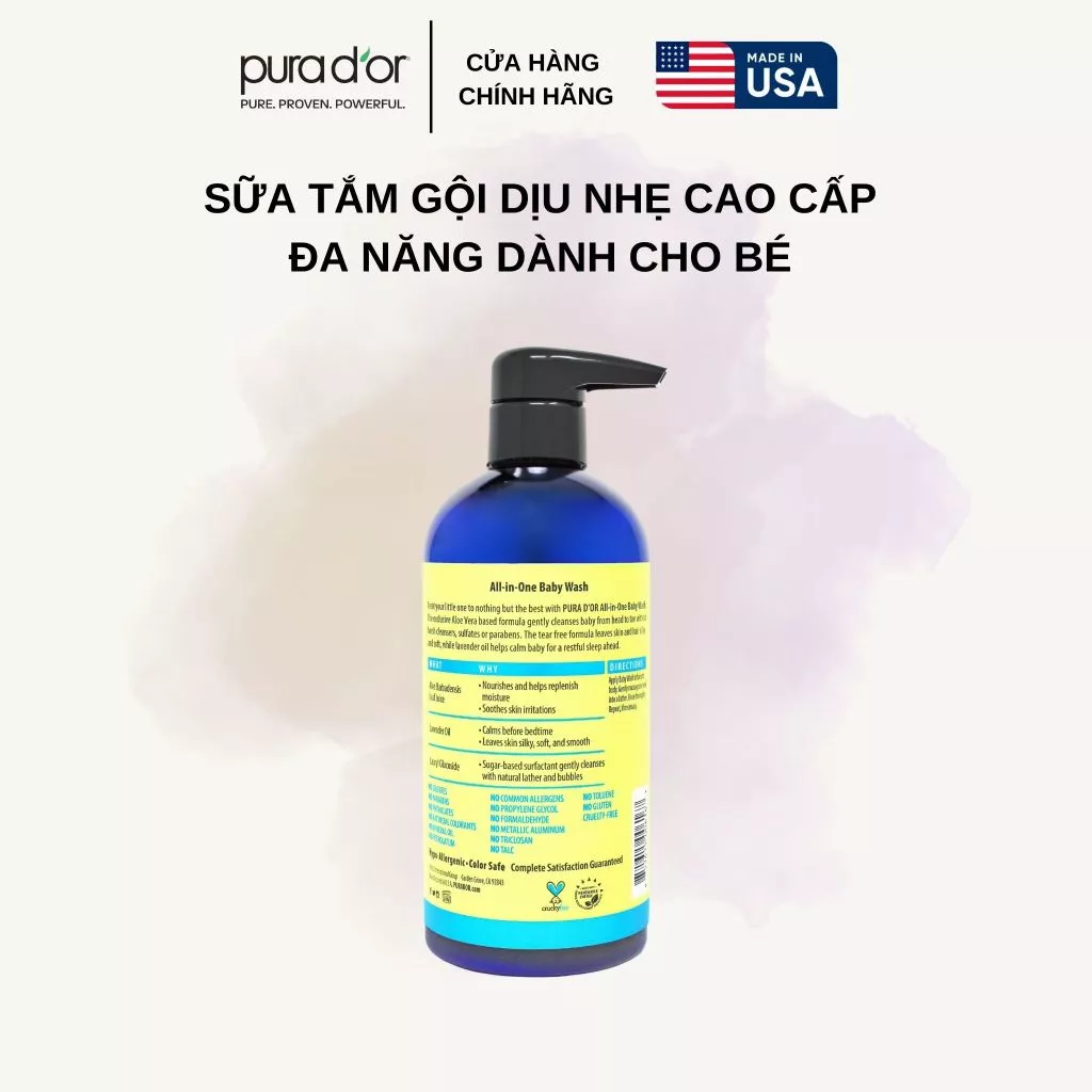Sữa tắm gội dịu nhẹ đa năng dành cho bé PURA D'OR All-in-One 473ml_thumbnail_2