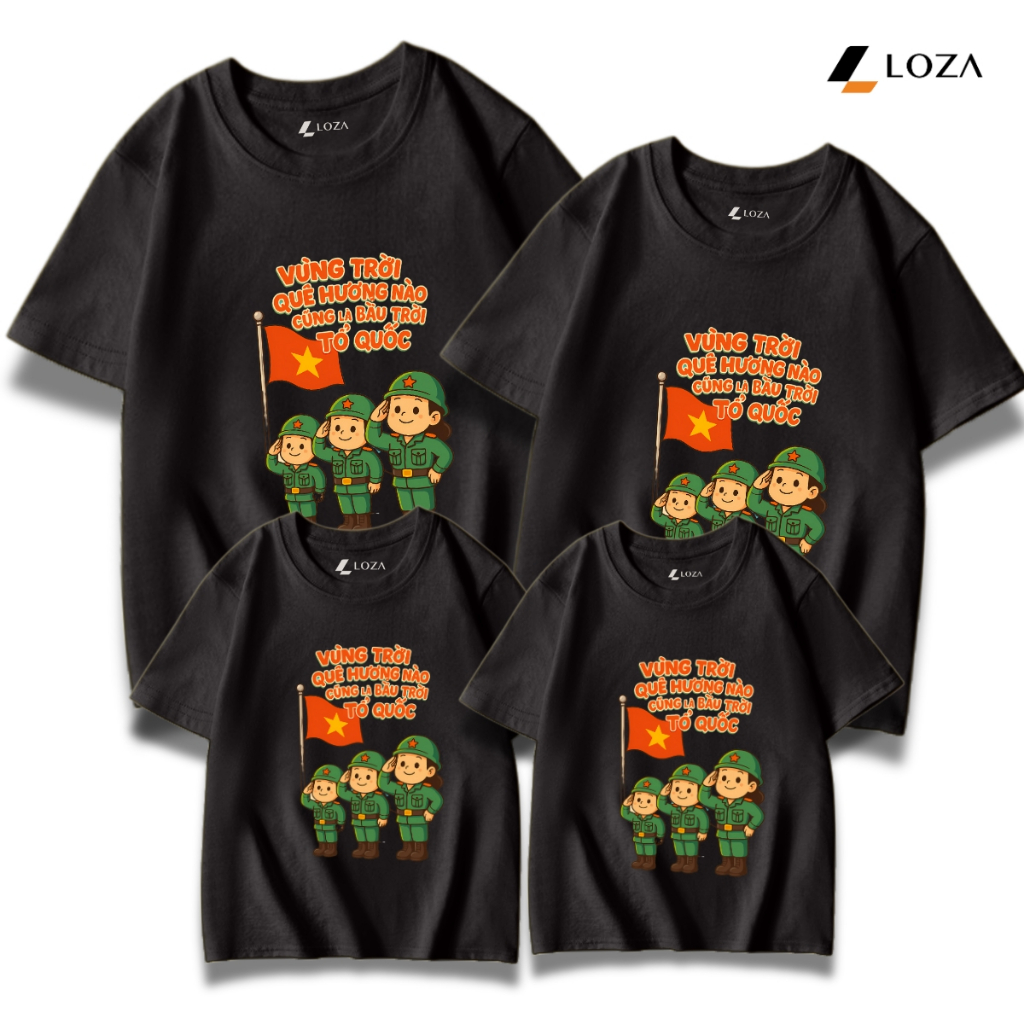 Áo phông gia đình LOZA KIDS 2025 Vùng trời quê hương nào cũng là bầu trời Tổ quốc - Áo đồng phục gia đình - Mã GĐ3183_thumbnail_1