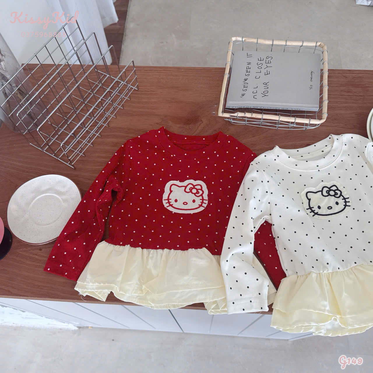 (G149) Áo thun đỏ chấm bi viền bèo TXL_thumbnail_0