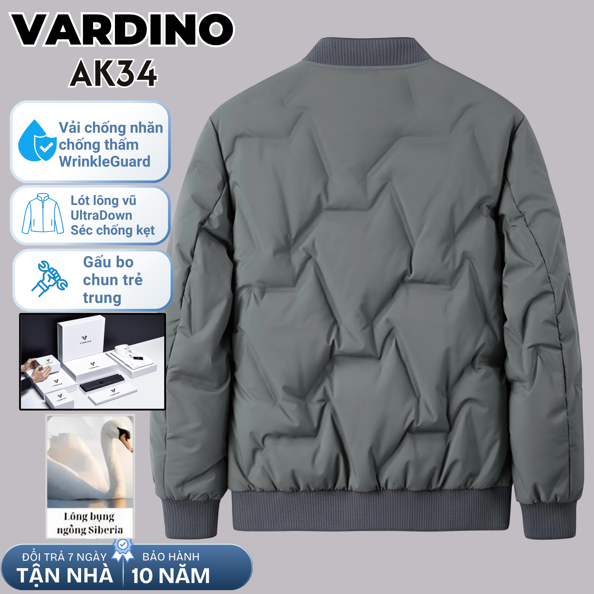 Áo khoác bomber nam công sở Vardino lót lông vũ AK34_thumbnail_4