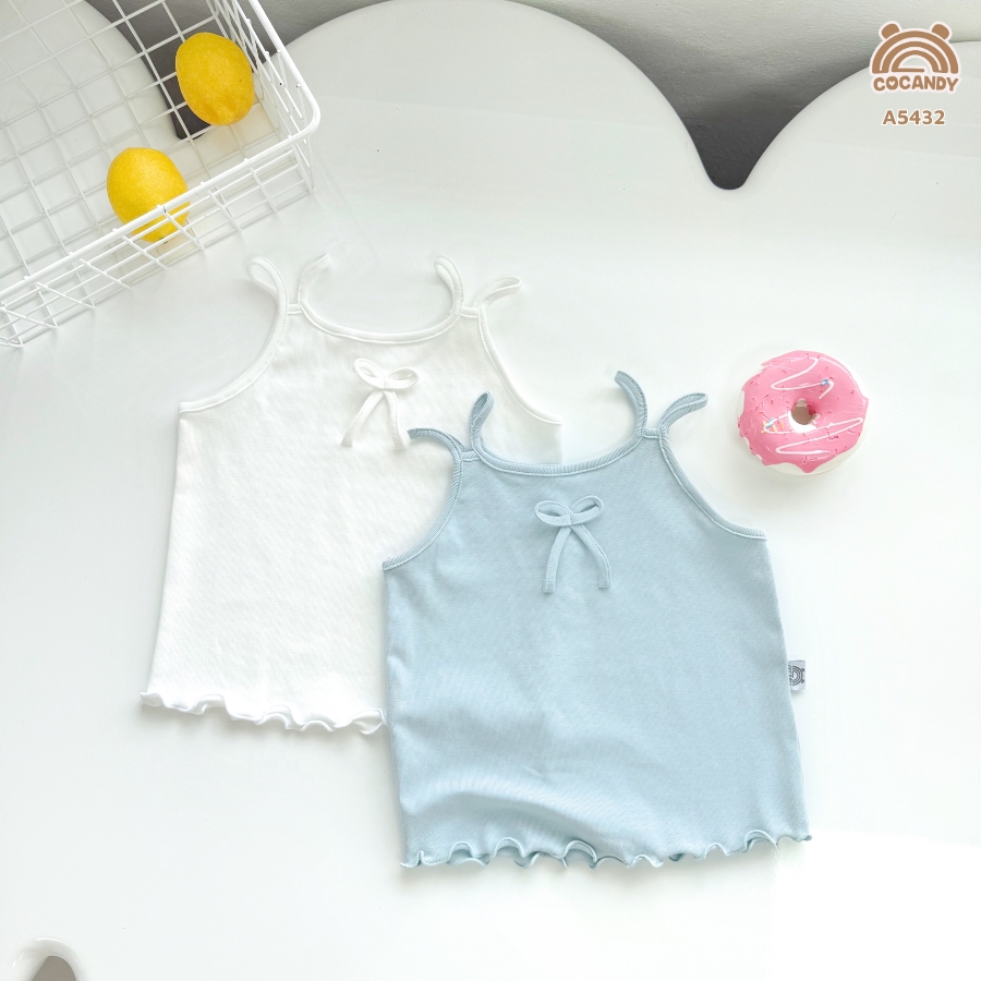 Sét áo 2 dây XANH TRẮNG trơn nơ ngực