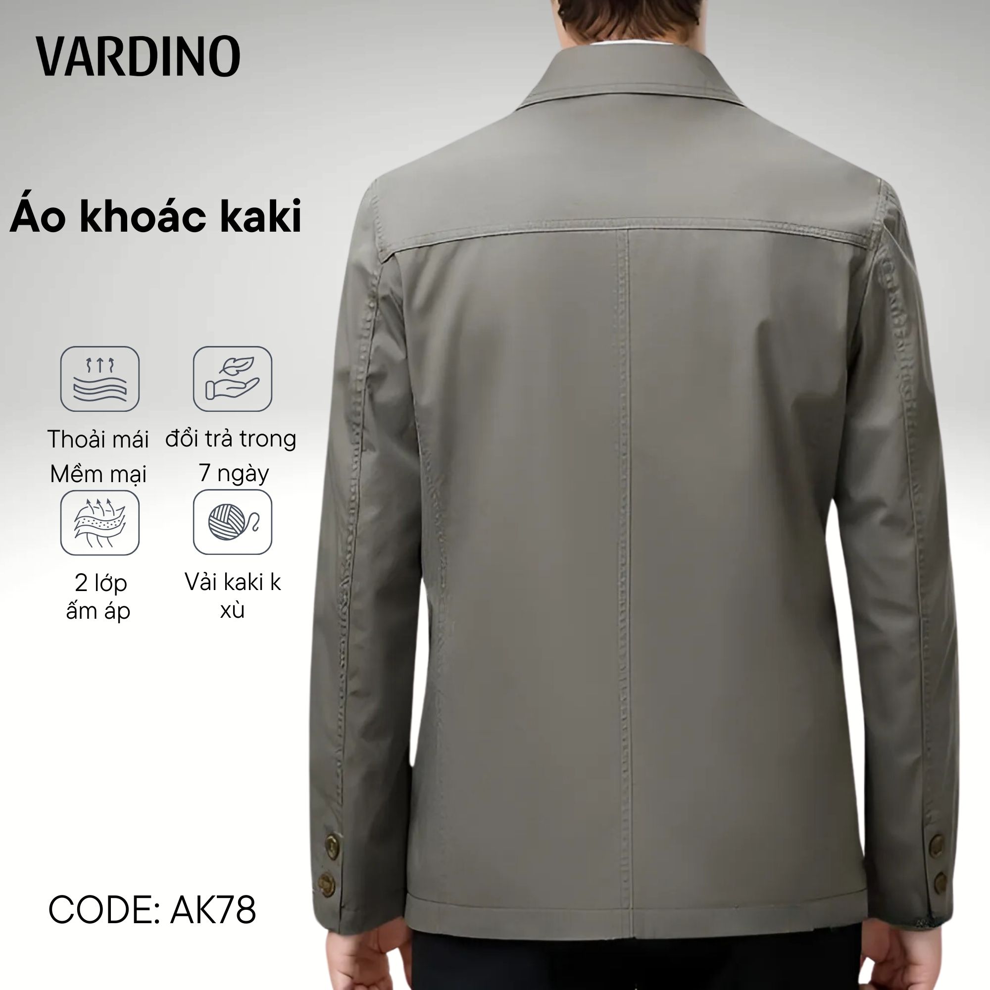 Áo khoác nam kaki Vardino AK78