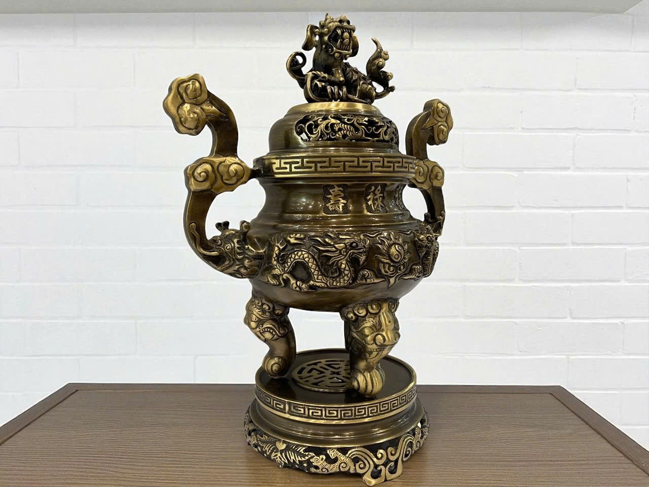 Bộ ngũ sự đúc đồng vàng thau tinh xảo cao 65cm _thumbnail_2