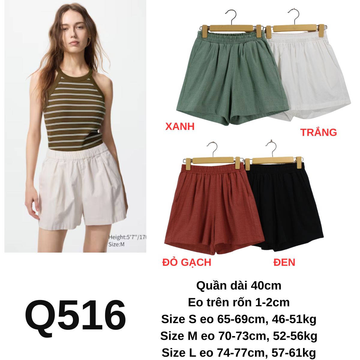 Q516 Quần đùi linen