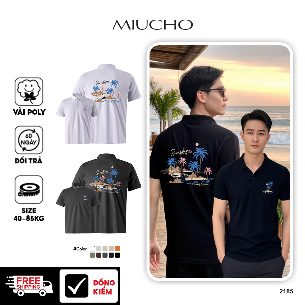 Áo polo nam big size form vừa 2185 Miucho Iconic vải cá sấu polyester co giãn thoáng mát in mix_thumbnail_1