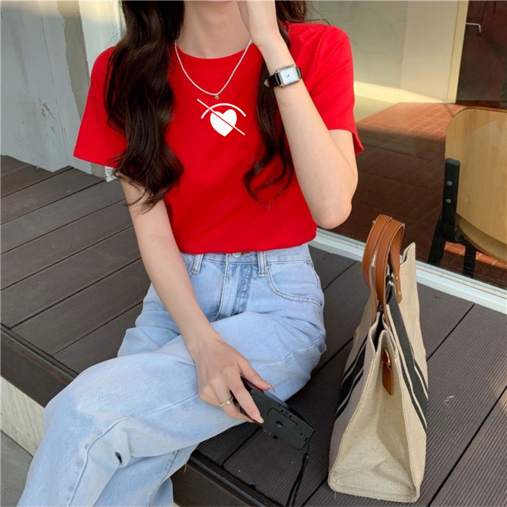 Áo thun nữ form rộng in hình tim - Áo phông nữ LOZA RT7056_thumbnail_7