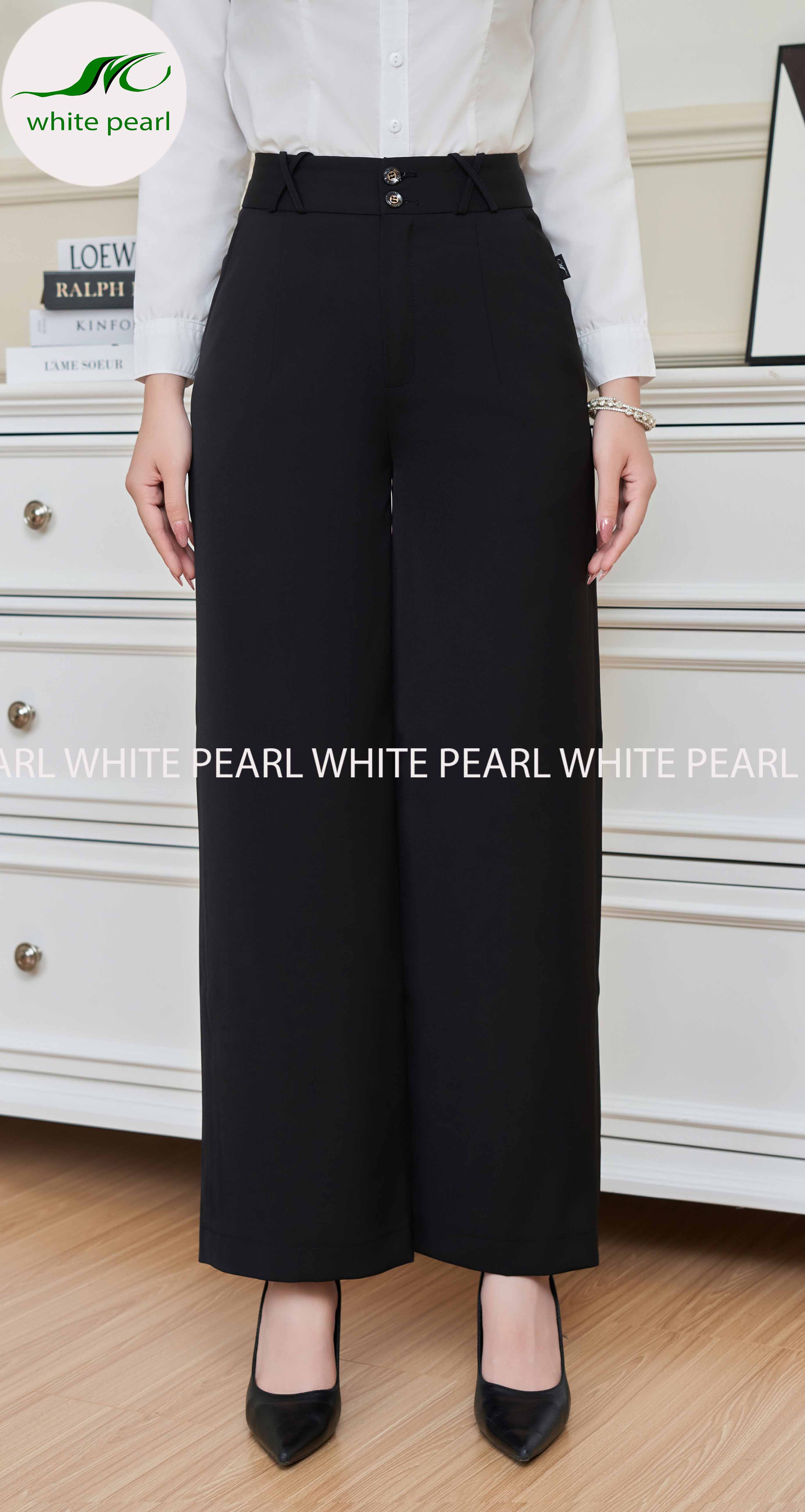 Quần suông đai X Màu đen thời trang công sở cao cấp White Pearl_thumbnail_2