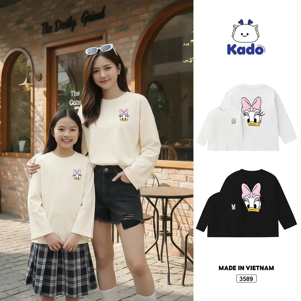 Áo thun trẻ em tay dài form rộng thiết kế hoạt hình dễ thương Kado 3589