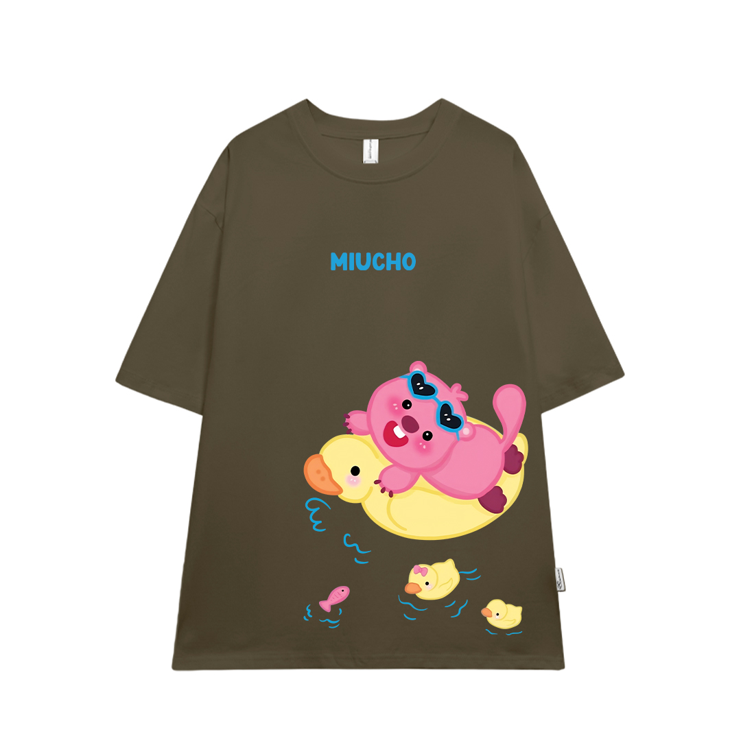 Áo thun Loopy Hải Ly local brand form rộng ATD675 Miucho cotton cổ tròn in mix_thumbnail_11