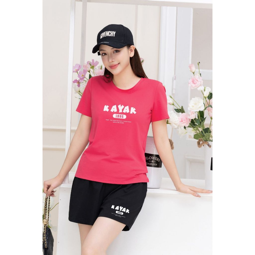 [Form vừa] Bộ đồ nữ in chữ KAYAK - Set đồ nữ cộc tay mặc nhà/ đi chơi LOZA VP38_thumbnail_6