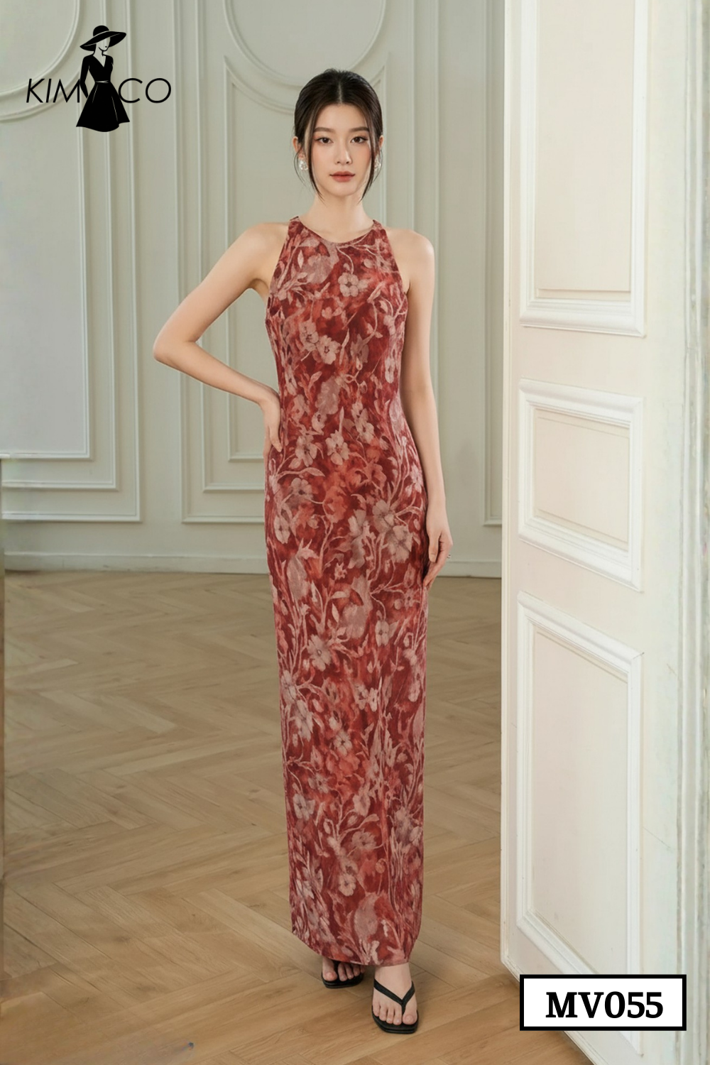 Đầm Maxi Cổ Yếm Họa Tiết Hoa - MV055