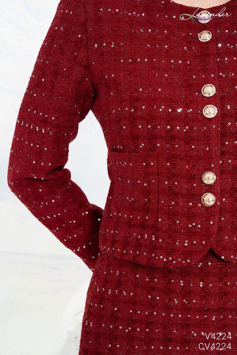 Áo dạ tweed cúc đôi V4224