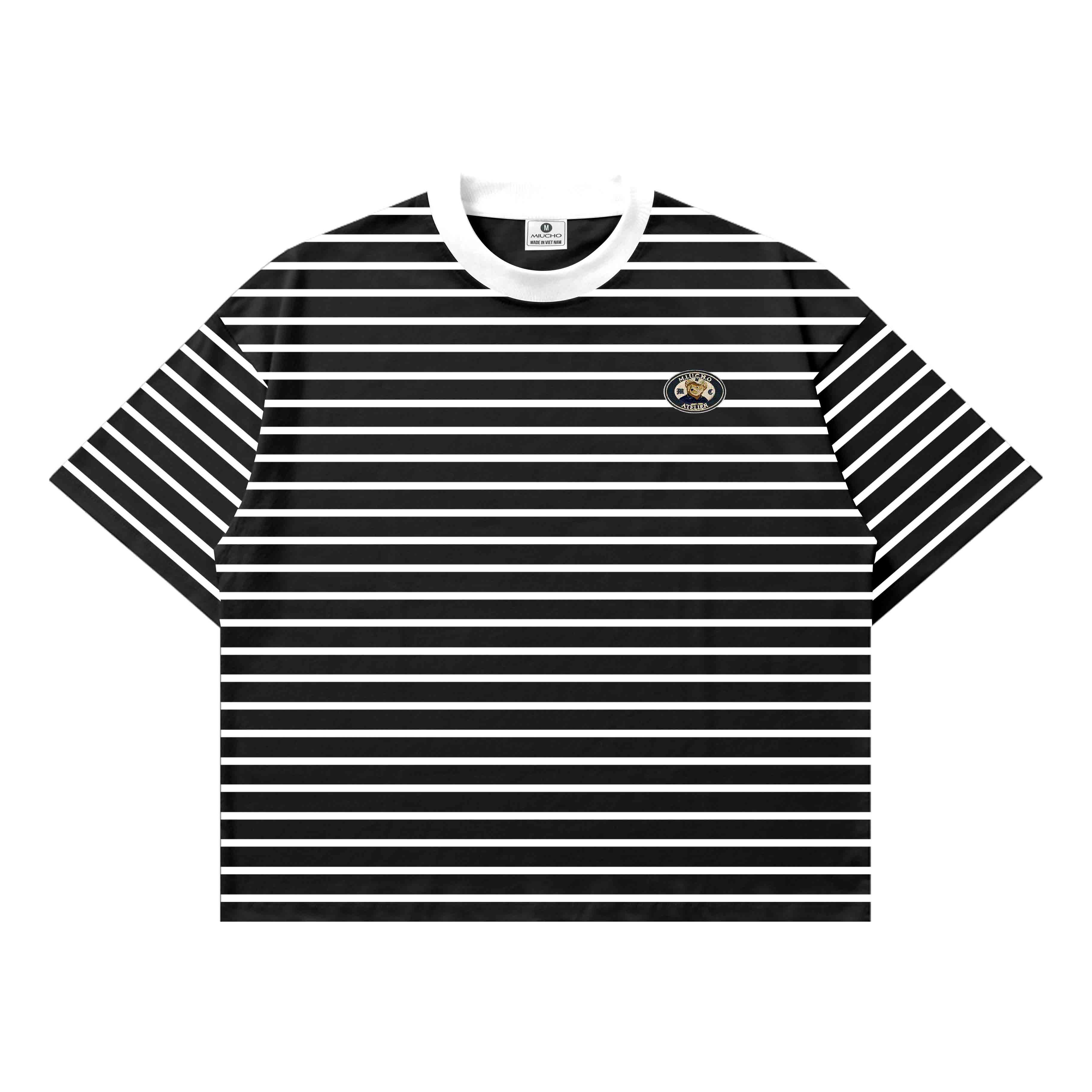 Áo thun form boxy Miucho thun borip dày dặn thoáng mát hình in basic kẻ sọc mix màu 2719_thumbnail_6