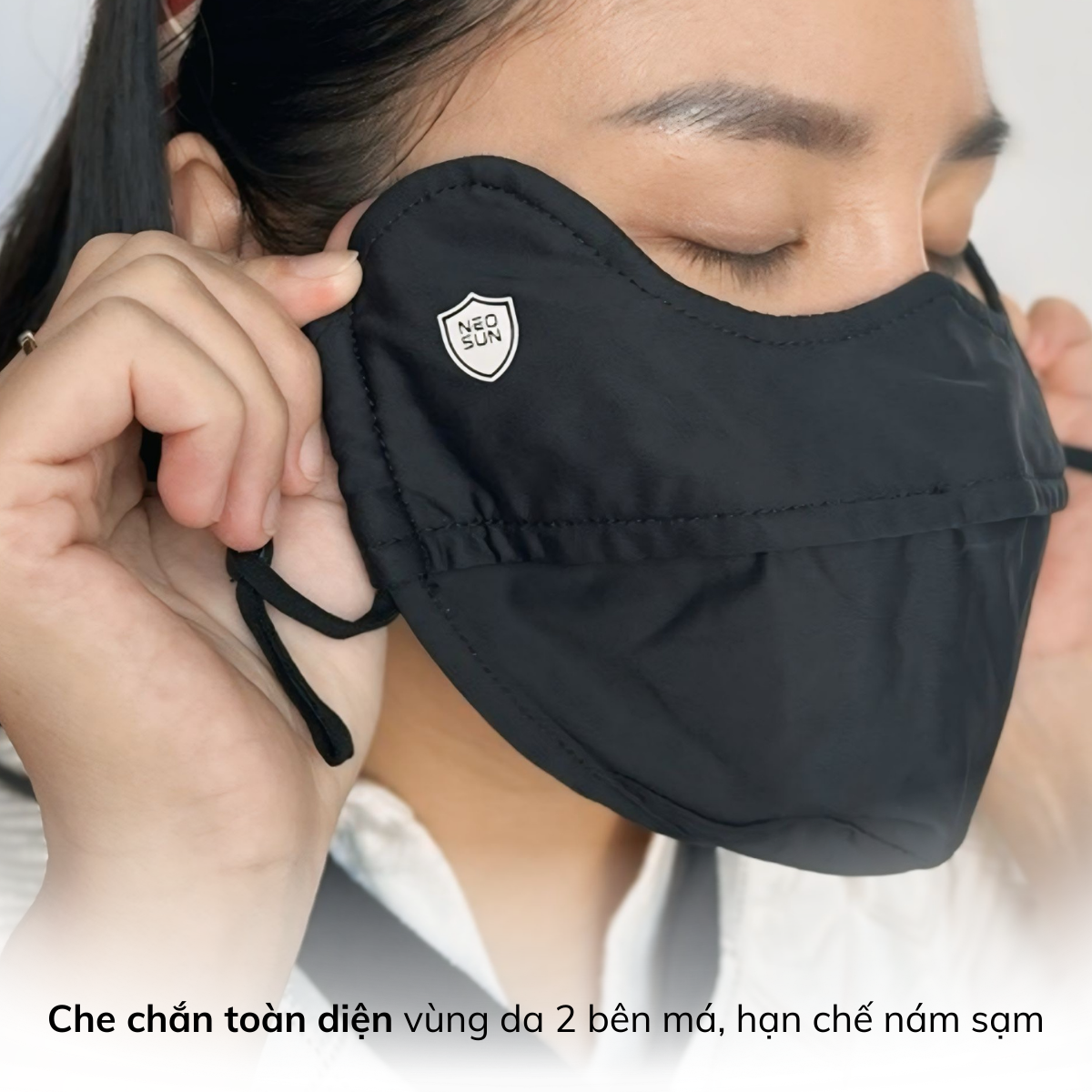 Khẩu trang chống tia UV Neo Sun màu đen mịn mát thoáng khí