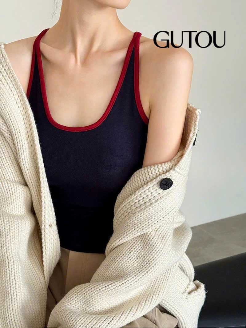 [ GUTOU ] Áo Tank Top Thun Gân Phối Màu_thumbnail_5