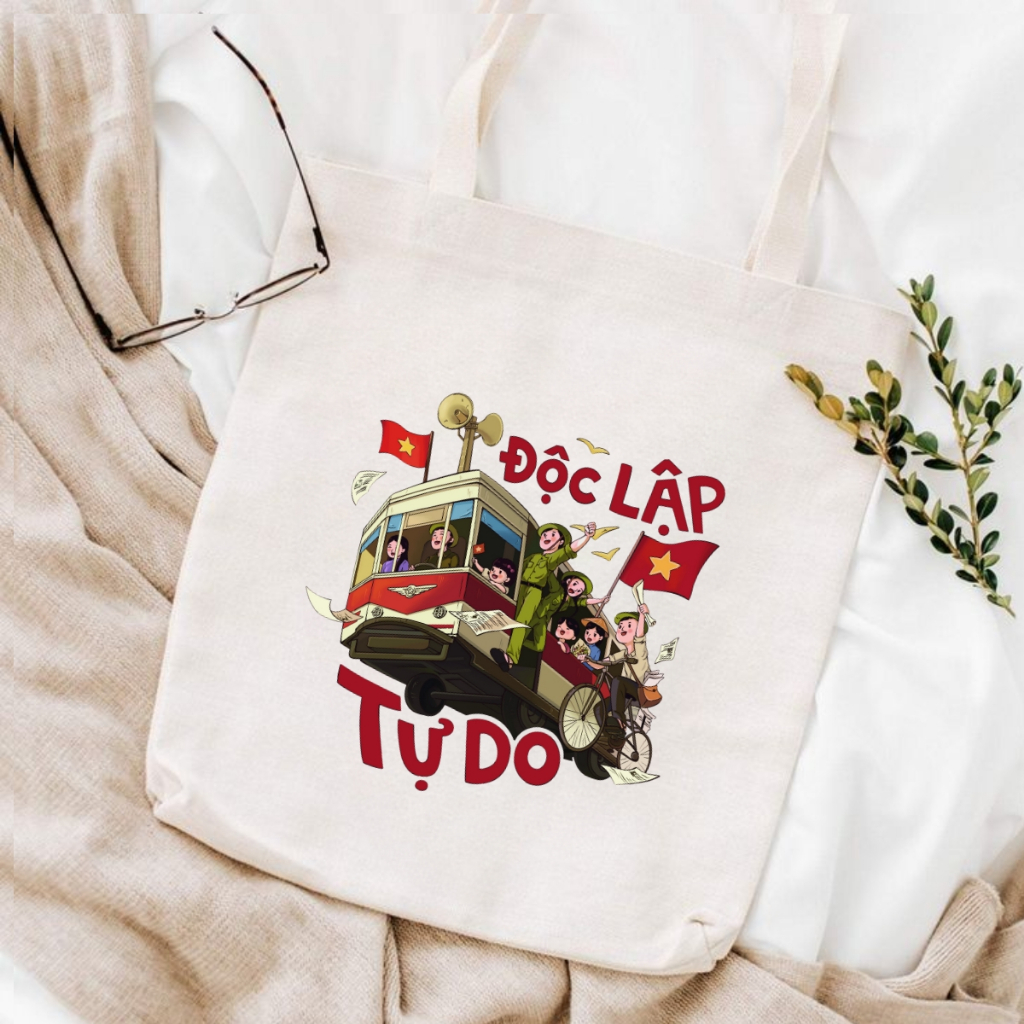 Túi Tote Tôi yêu Việt Nam   - Túi vải canvas có túi phụ và khoá kéo đựng vừa A4 và laptop (33x37cm) Loza  - TUI01_thumbnail_3
