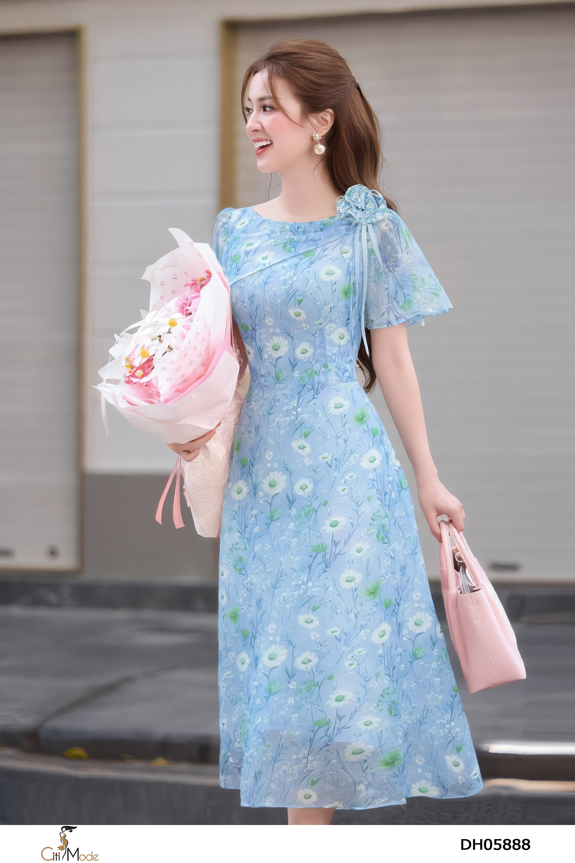 Đầm xòe  hoa xah ,tay rũ, cổ thuyền_thumbnail_2